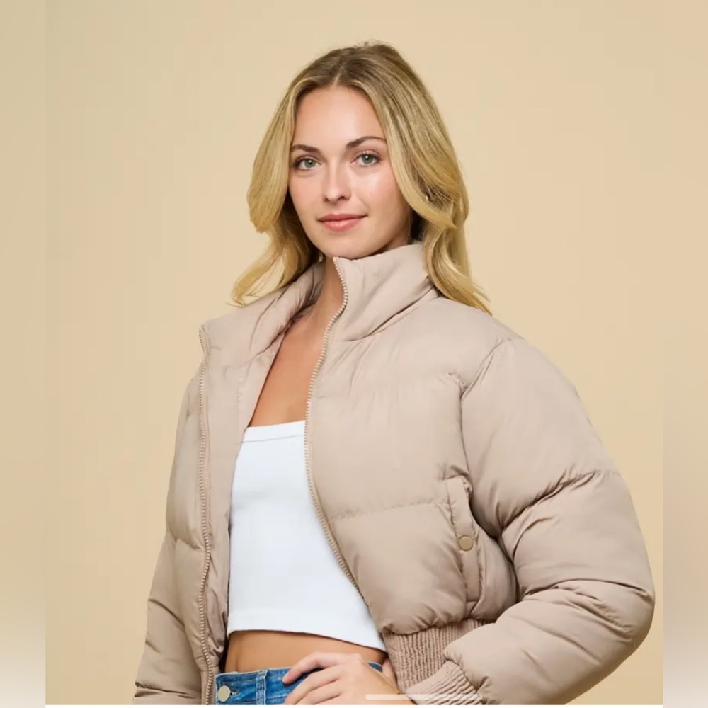 Women's Tan Puffer Jacket